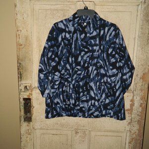 Chico's Zenergy Light Jacket Watercolor Blue Size 3 (EE-49)